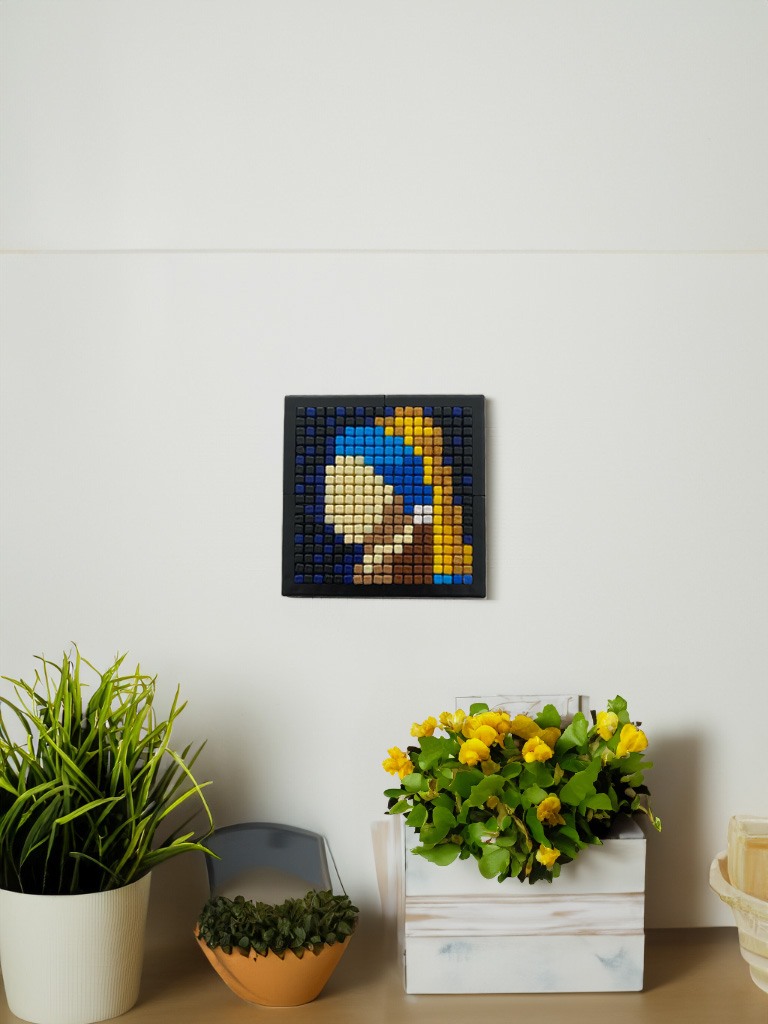 "ART" Series - Girl with Pearl Earring - Pixel Art Kit - 10*10cm- 1 Board - PFS1002 "ART" Series - Girl with Pearl Earring - Pixel Art Kit - 10*10cm- 1 Board - PFS1002